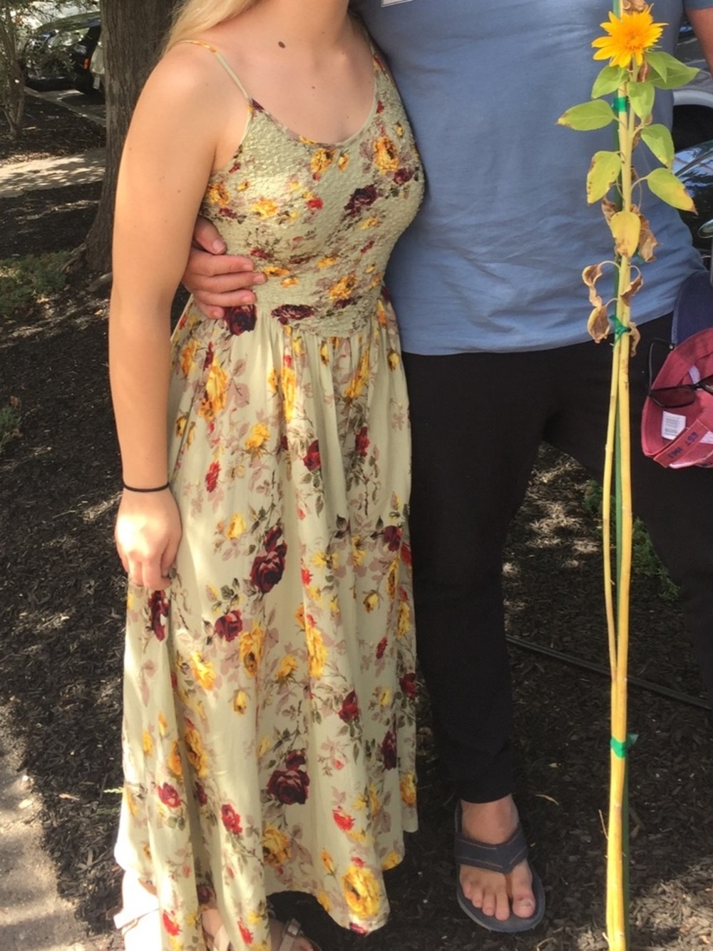 Free People Cream Maxi Dress with Yellow and Red Floral Print